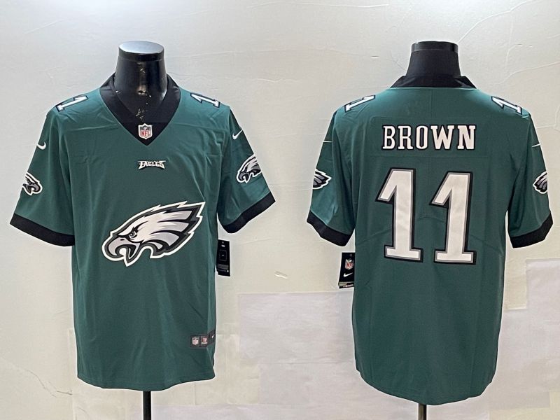 Men 2025 Philadelphia Eagles #11 Brown Green Nike Limited NFL Jersey style 53->philadelphia eagles->NFL Jersey